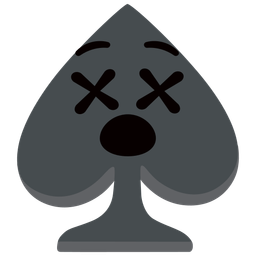 face with crossed-out eyes and spade suit
