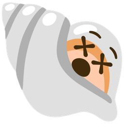 face with crossed-out eyes and spiral shell