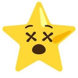 face with crossed-out eyes and star