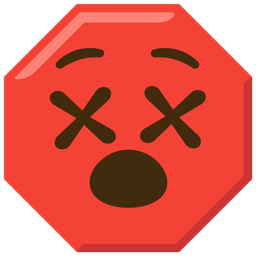 face with crossed-out eyes and stop sign