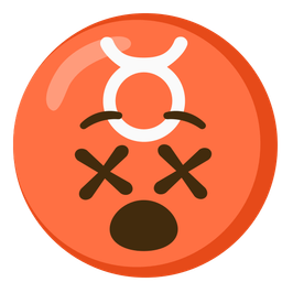 face with crossed-out eyes and Taurus