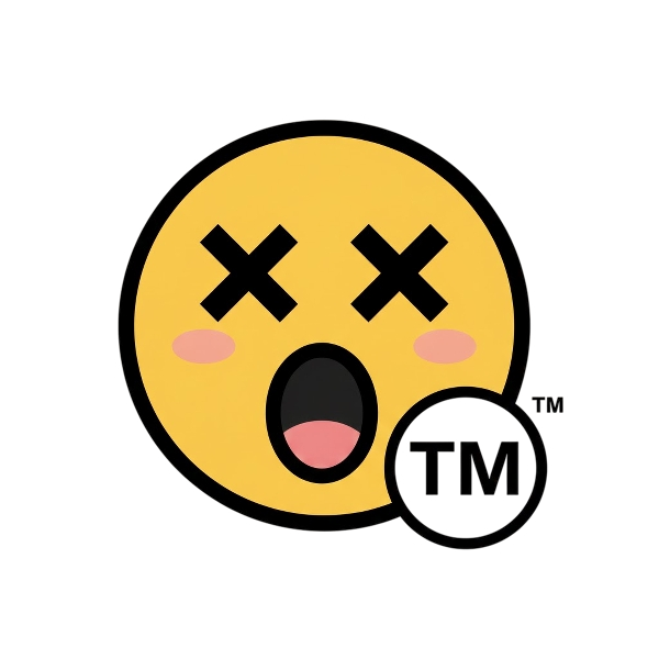 Face with crossed-out eyes and Trade mark