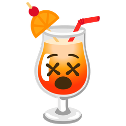 face with crossed-out eyes and tropical drink