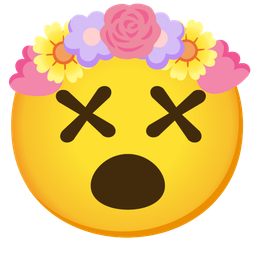 face with crossed-out eyes and tulip