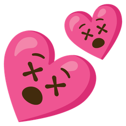 face with crossed-out eyes and two hearts