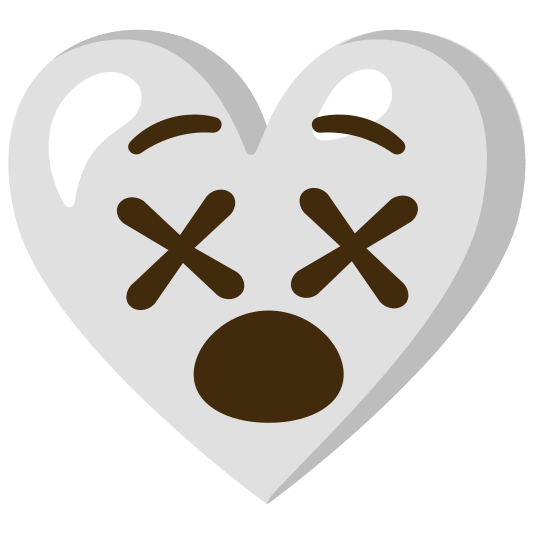 Face with crossed-out eyes and White heart