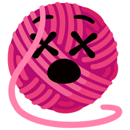 face with crossed-out eyes and yarn