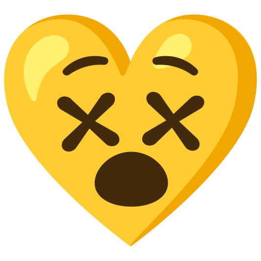 Face with crossed-out eyes and Yellow heart
