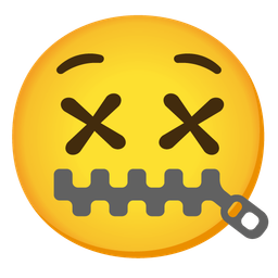 face with crossed-out eyes and zipper-mouth face