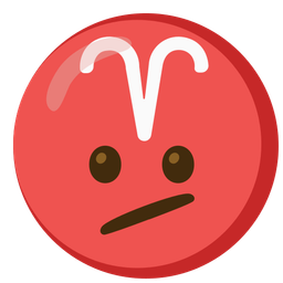 Face with diagonal mouth and Aries