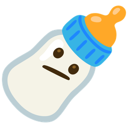 Face with diagonal mouth and Baby bottle