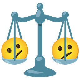 Face with diagonal mouth and Balance scale
