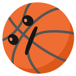 Face with diagonal mouth and Basketball