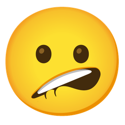 Face with diagonal mouth and Biting lip