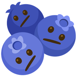 Face with diagonal mouth and Blueberries