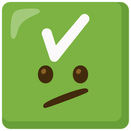 Face with diagonal mouth and Check mark button