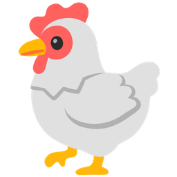 Face with diagonal mouth and Chicken