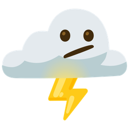 Face with diagonal mouth and Cloud with lightning
