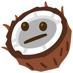 Face with diagonal mouth and Coconut