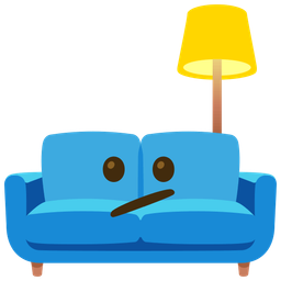 Face with diagonal mouth and Couch and lamp