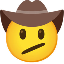 Face with diagonal mouth and Cowboy hat face