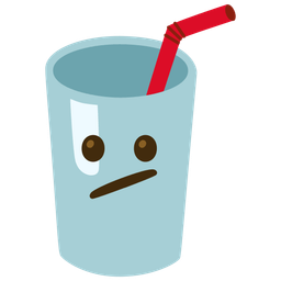 Face with diagonal mouth and Cup with straw