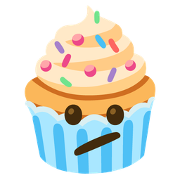 Face with diagonal mouth and Cupcake
