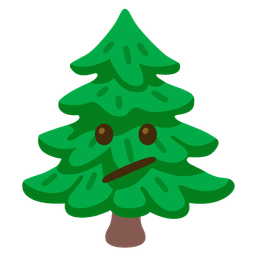 Face with diagonal mouth and Evergreen tree