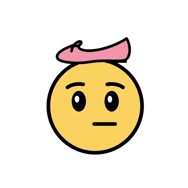 Face with diagonal mouth and Flat shoe