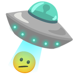 Face with diagonal mouth and Flying saucer