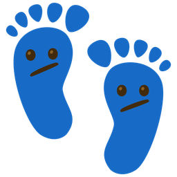 Face with diagonal mouth and Footprints