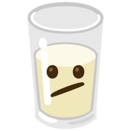 Face with diagonal mouth and Glass of milk