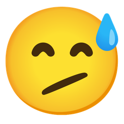 Face with diagonal mouth and Grinning face with sweat