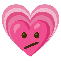 Face with diagonal mouth and Growing heart