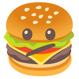 Face with diagonal mouth and Hamburger