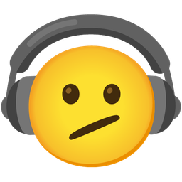 Face with diagonal mouth and Headphone