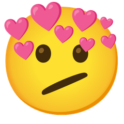 Face with diagonal mouth and Heart with arrow