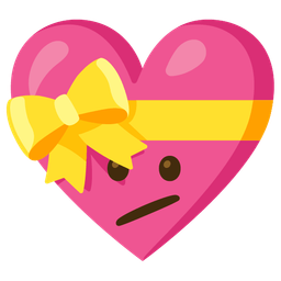 Face with diagonal mouth and Heart with ribbon