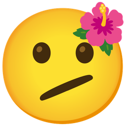 Face with diagonal mouth and Hibiscus