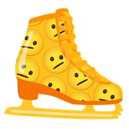 Face with diagonal mouth and Ice skate