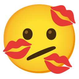 Face with diagonal mouth and Kiss mark