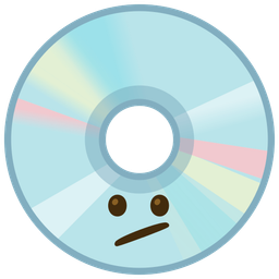 Face with diagonal mouth and Optical disk