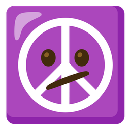 Face with diagonal mouth and Peace symbol