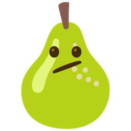 Face with diagonal mouth and Pear