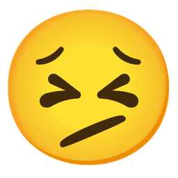 Face with diagonal mouth and Persevering face