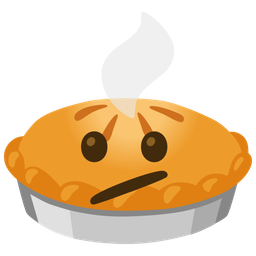 Face with diagonal mouth and Pie