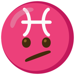 Face with diagonal mouth and Pisces