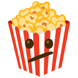 Face with diagonal mouth and Popcorn