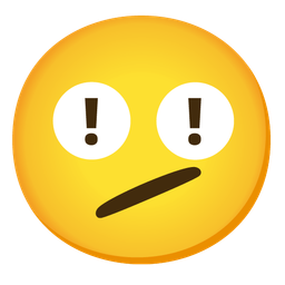 Face with diagonal mouth and Red exclamation mark