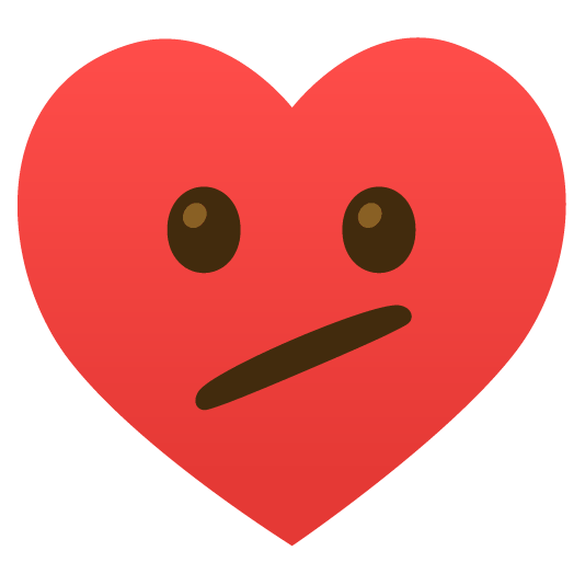 Face with diagonal mouth and Red heart